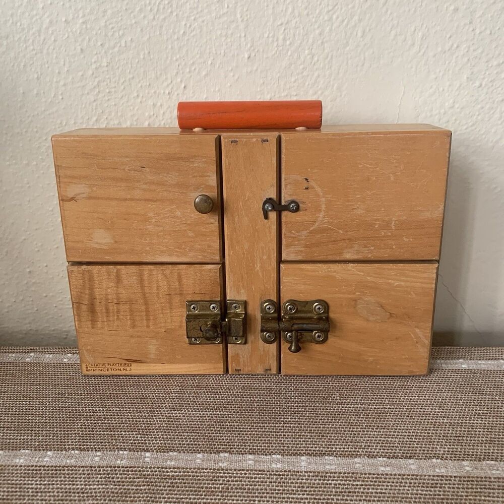 Vintage Creative Playthings Wooden Activity Box – Busy Latch Toy
